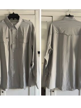 Poncho The San Saba Long Sleeve Shirt in Grey Men's Size Large Regular Fit